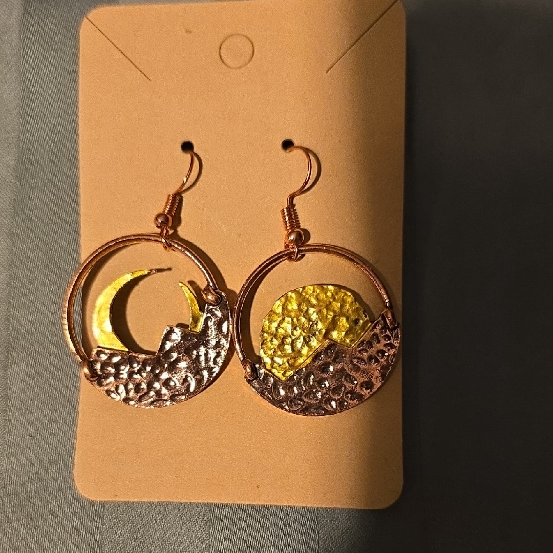 Gold And Silver Moon And Sun Earrings